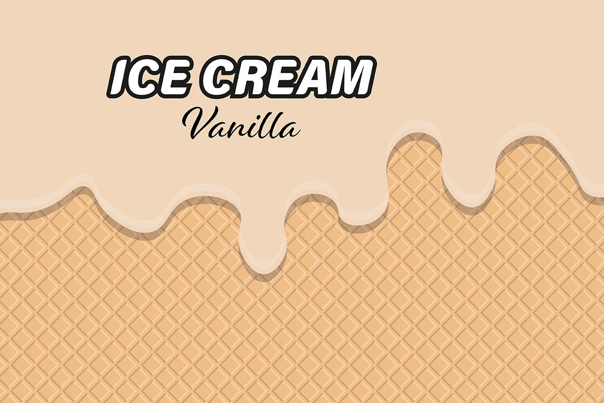 Vector - Text Icecream Vanilla with waffle background