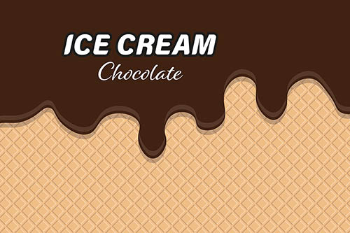 Vector - Text Icecream Chocolate with waffle background