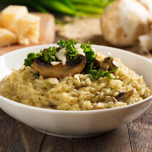 Risotto with button mushrooms (no wine)